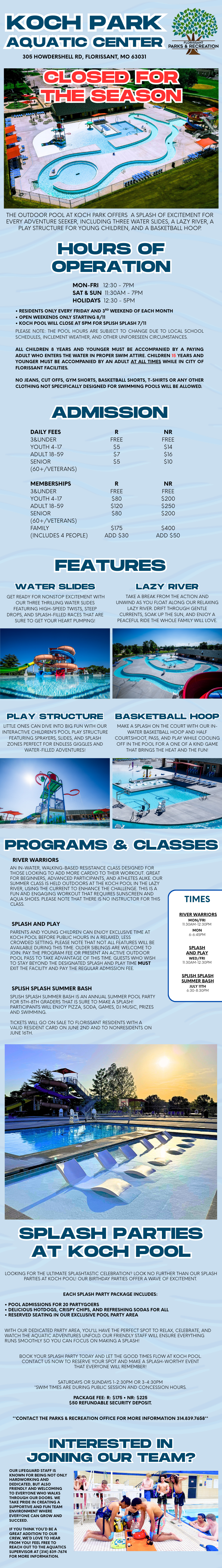 Koch Park Aquatic Center Closed